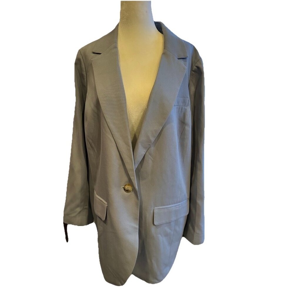 Madewell Women The Larsen Blazer In Drapeweave Color Overcast Size 1X